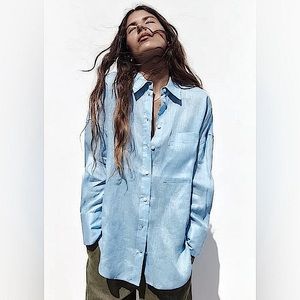 ⭐️NWT⭐️ Zara 100% Linen Shirt in Medium